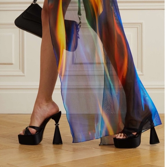 $1195 D'Accori Sienna Satin Platform Mule Size 40.5 - Picture 4 of 10